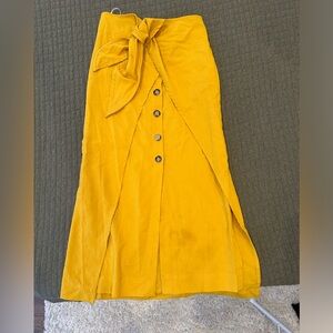 Essue mustard yellow midi tie skirt - small